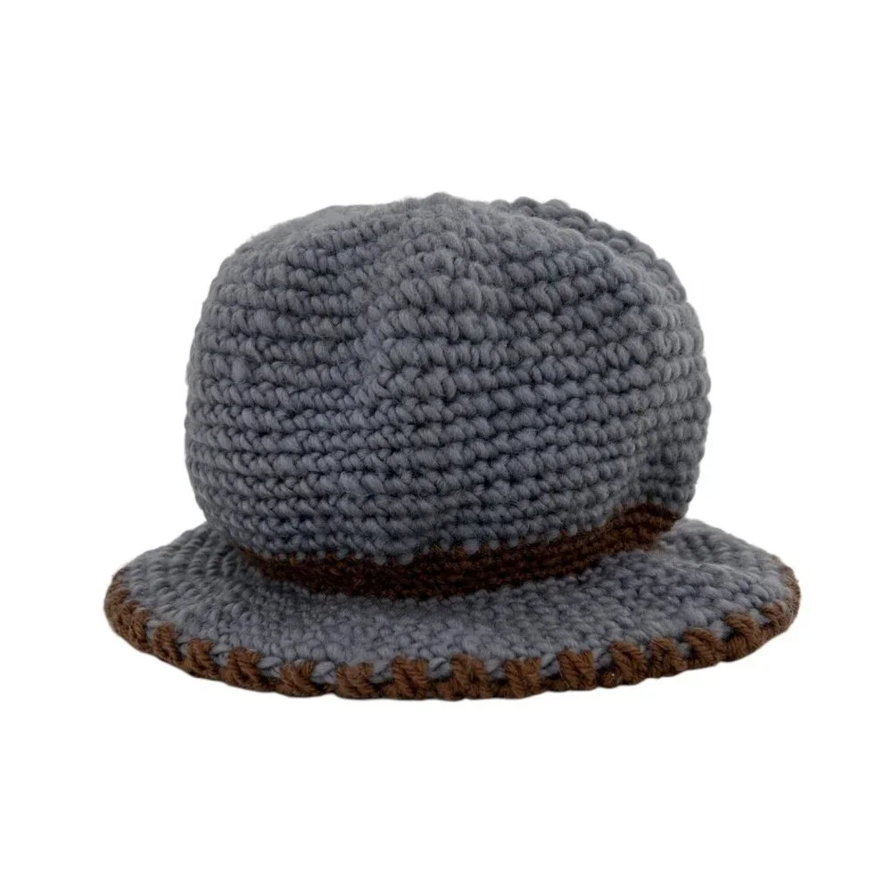 Vintage Inspired Cloche Crochet Knit Faux Fur Flower Beanie Bucket Hat